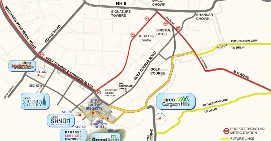 map location of luxury apartment in Gurgaon